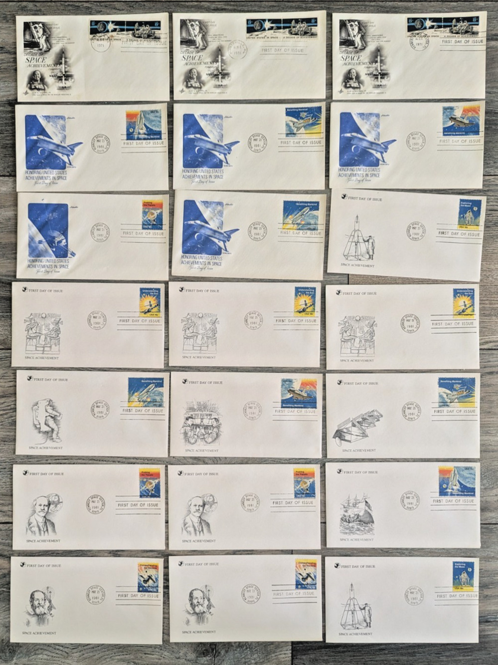 Vintage First Day Issue FDC Stamped Commemorative Envelopes Space NASA Lot of 21